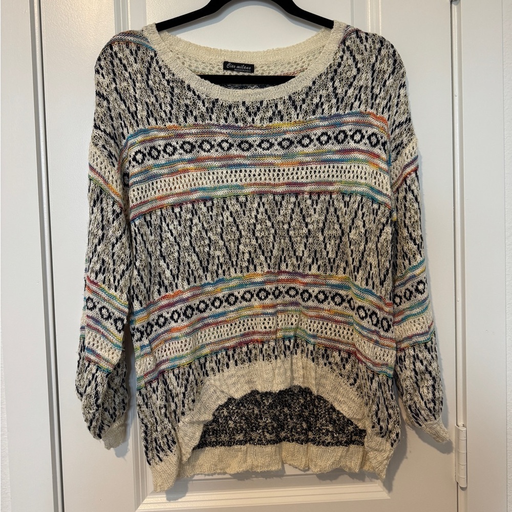 Boho colorful Aztec Crochet Knit Sweater